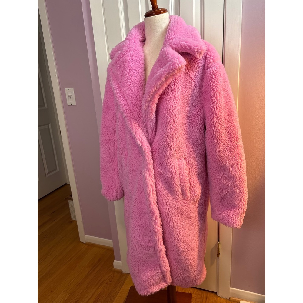 Azalea Wang Pink Faux Fur Teddy Coat Luxe Longline Jacket XL Hot Topic NWT